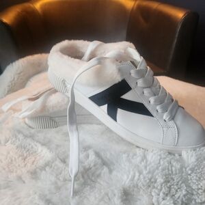 Kate Spade White and Black Athletic Mules